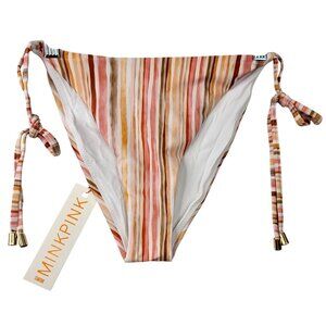 Minkpink Amaya Tie Side Bikini Bottoms Stripe Large Swimwear